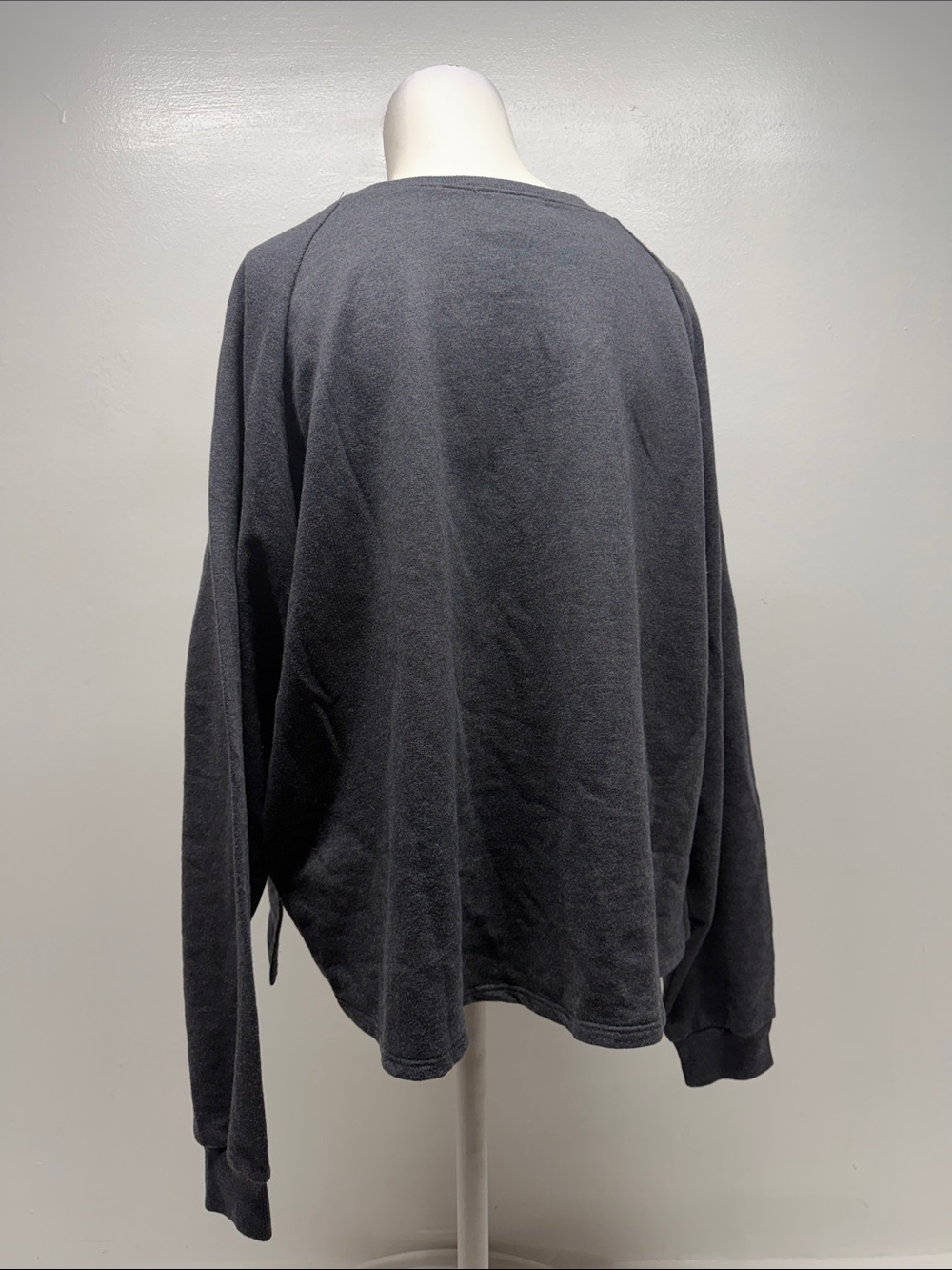 Judith March Jet Set Sweatshirt Pullover Cropped Cotton Rhinestone Gray Medium - Picture 4 of 8